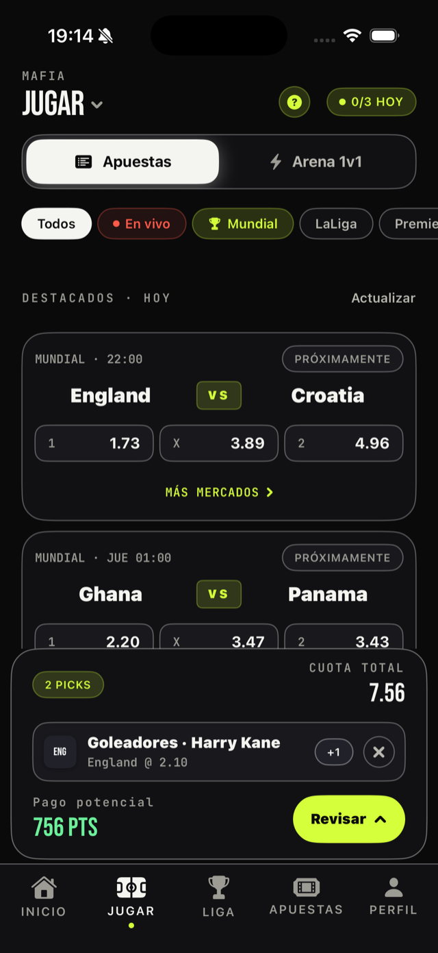 Clasificación de la liga en Betsy